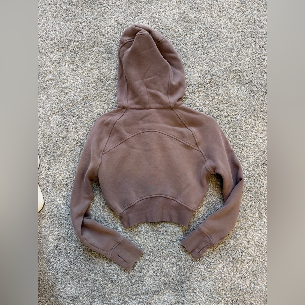 Lululemon Scuba Cropped Full-Zip Hoodie – Brown (Gold Zipper) – Size 2 - Picture 8 of 9